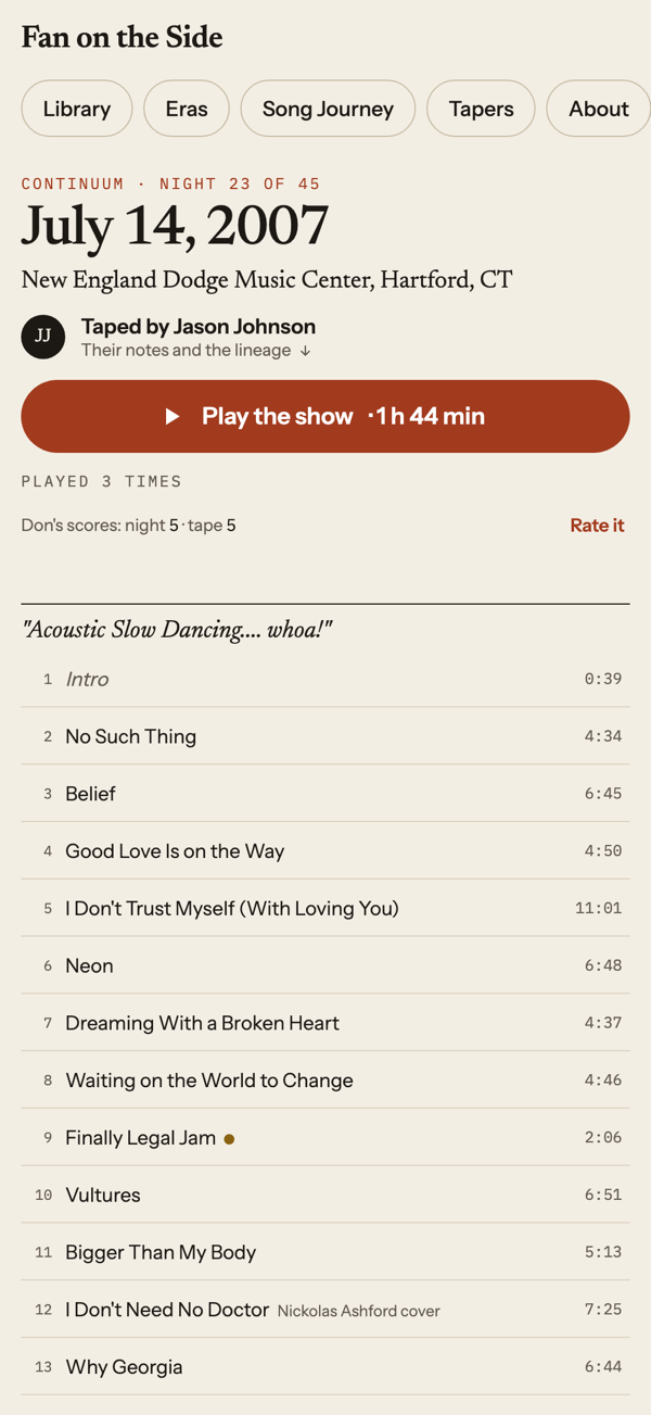 a show, as the taper cut it